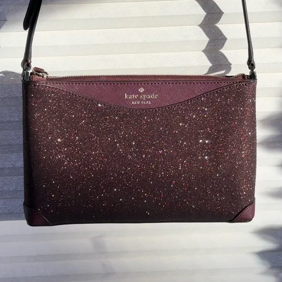 Kate Spade Crossbody Sparkly Dark Purple NWOT Glitter purse glittery bag - Picture 4 of 16